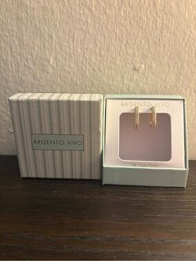 NEW Argento Vivo Gold Crystal Hoop Earrings